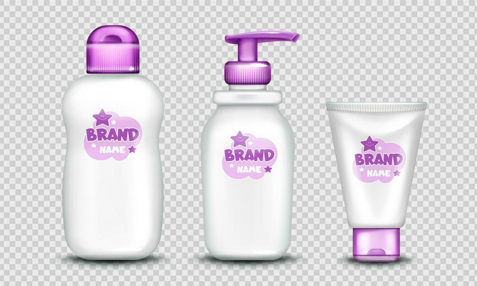 Baby cosmetics package cute design set realistic vector