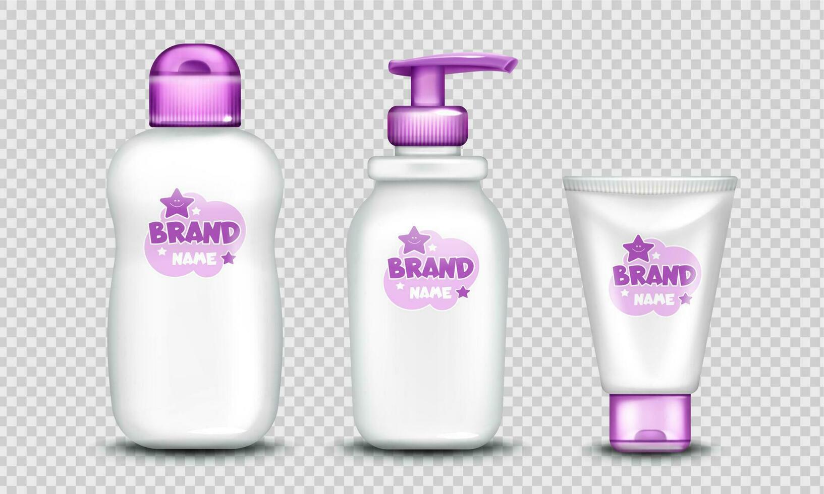 bebé productos cosméticos paquete linda diseño conjunto realista vector