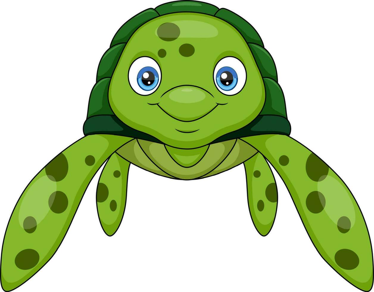 linda bebé Tortuga dibujos animados en blanco antecedentes vector