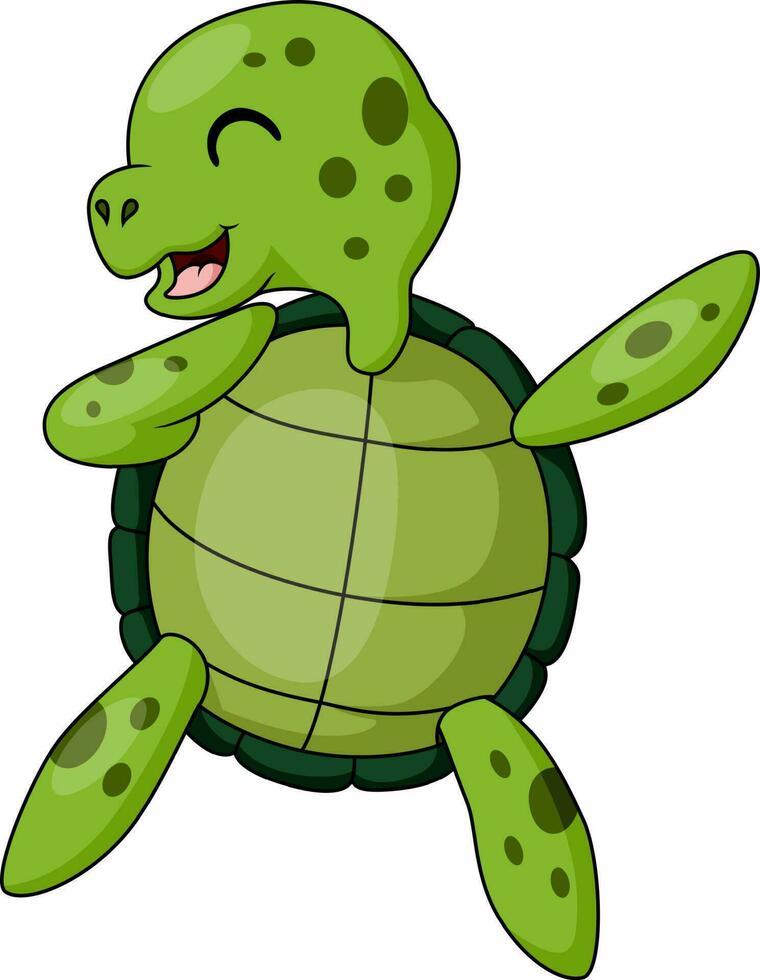 Cute baby turtle cartoon posing vector