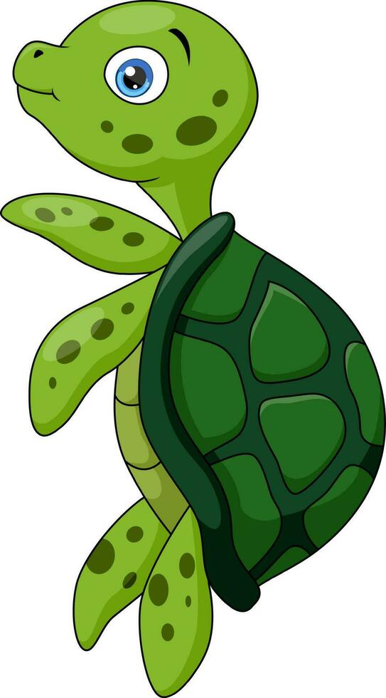 Cute baby turtle cartoon on white background vector