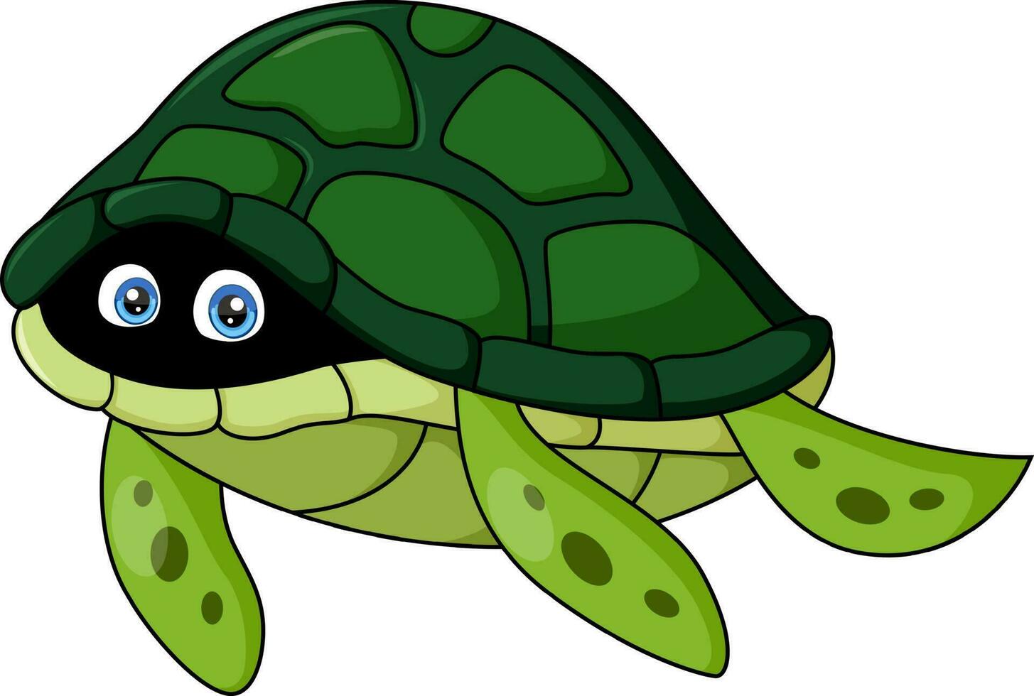 Cute hiding turtle cartoon with scared eyes vector