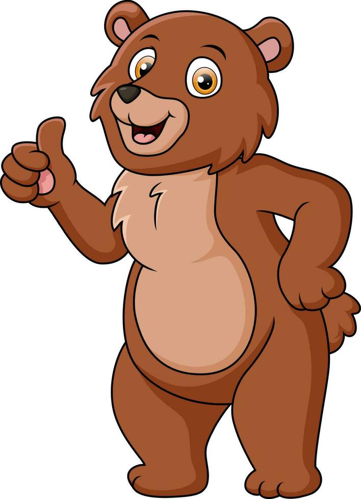 Cute bear cartoon giving thumbs up vector