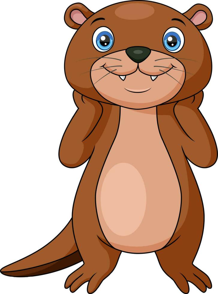 Cute otter cartoon on white background vector