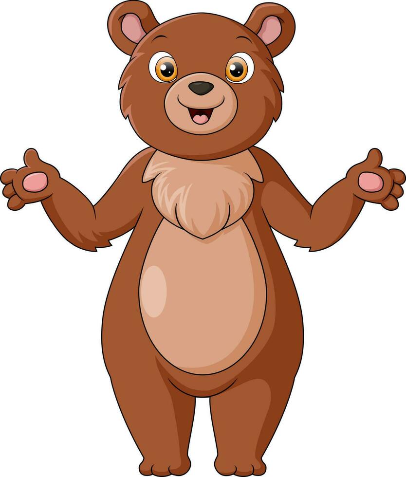 Cute bear cartoon posing on white background vector