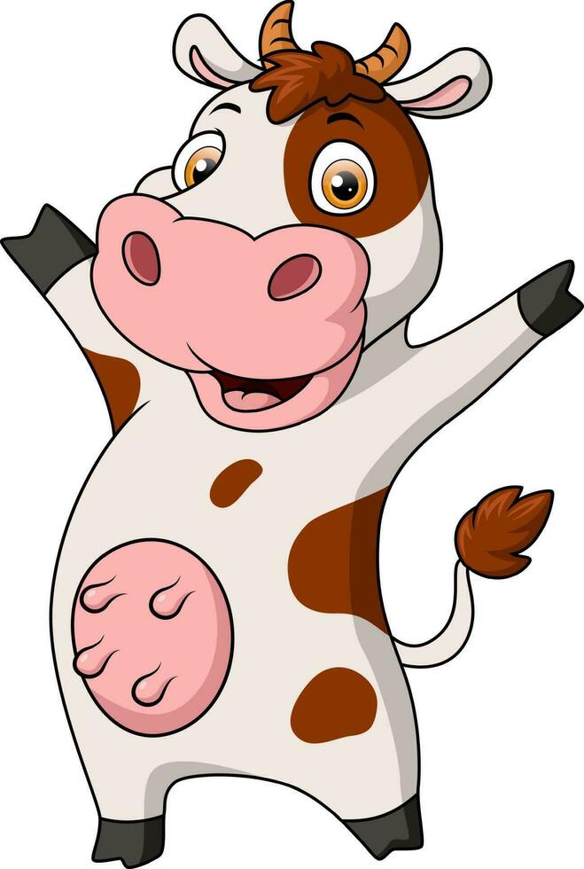 Happy cow cartoon on white background vector