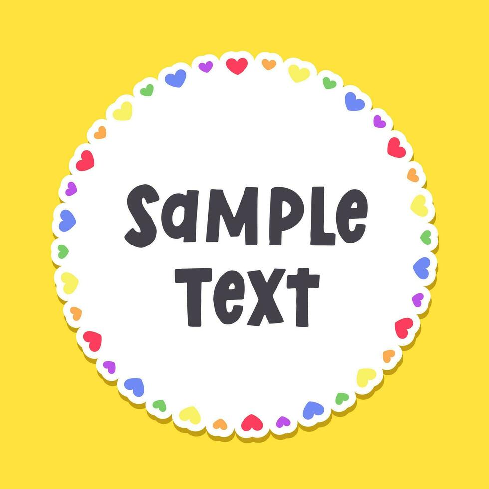 Round heart rainbow frame border. Valentines Day, Pride month flag concept. Vector flat illustration.