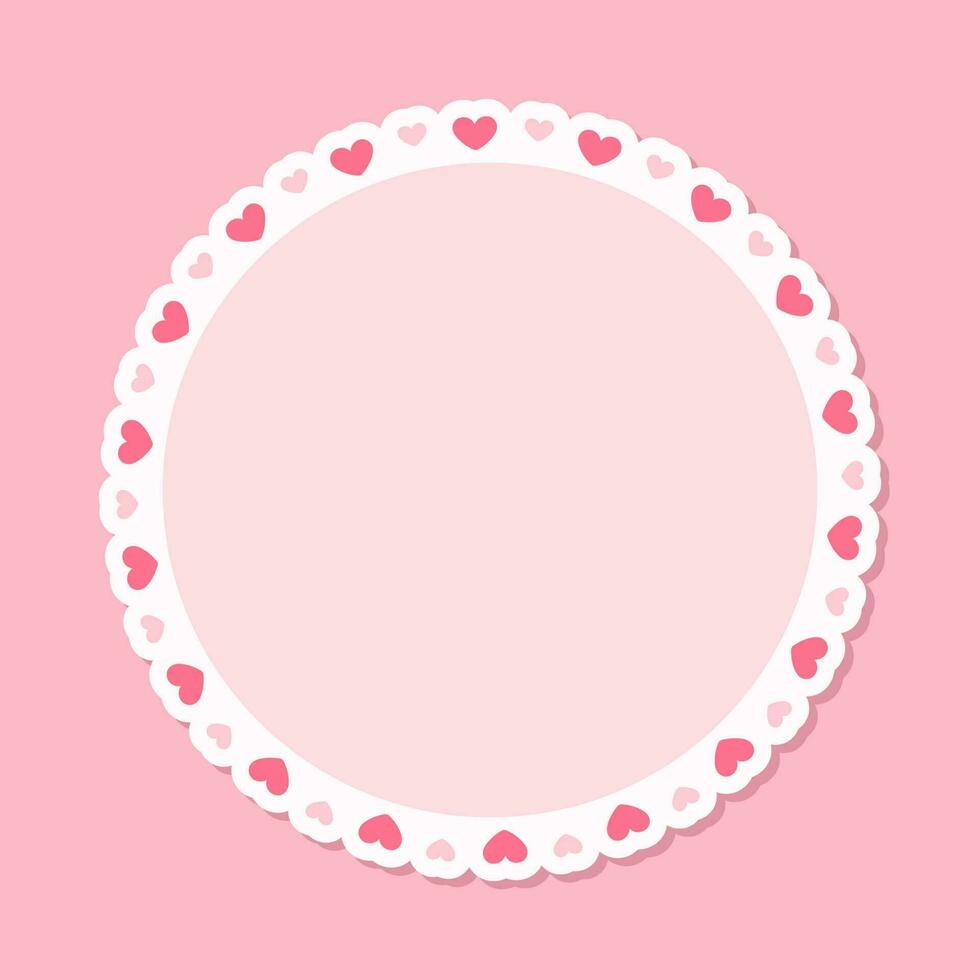 circulo guisado al gratén marco con corazones, pastel linda san valentin marco frontera vector