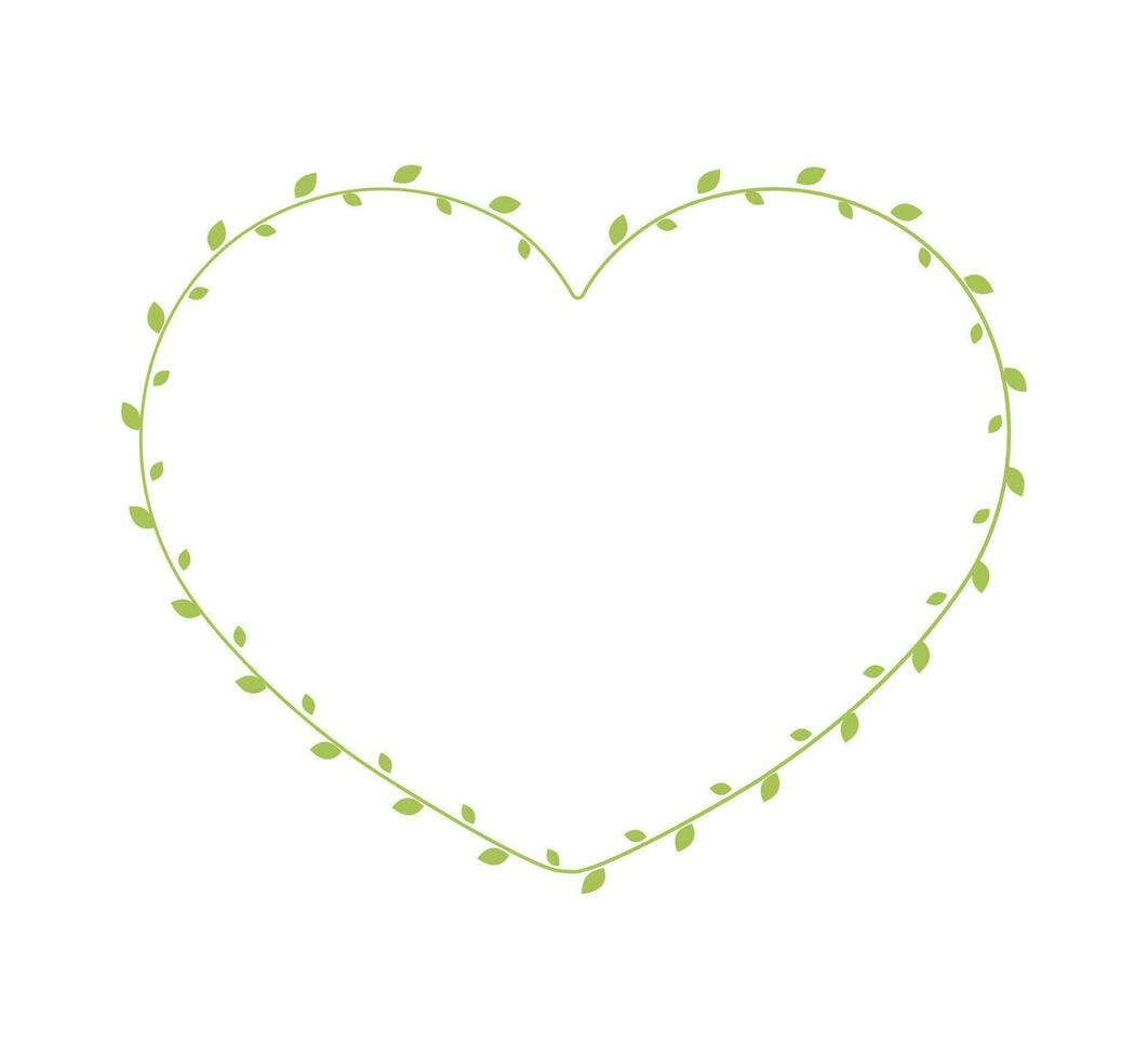Heart Shape Frame Made of Fresh Green Vine Leaves, Valentines Day, Spring Summer Simple Minimal Design Element, Love Concept vector