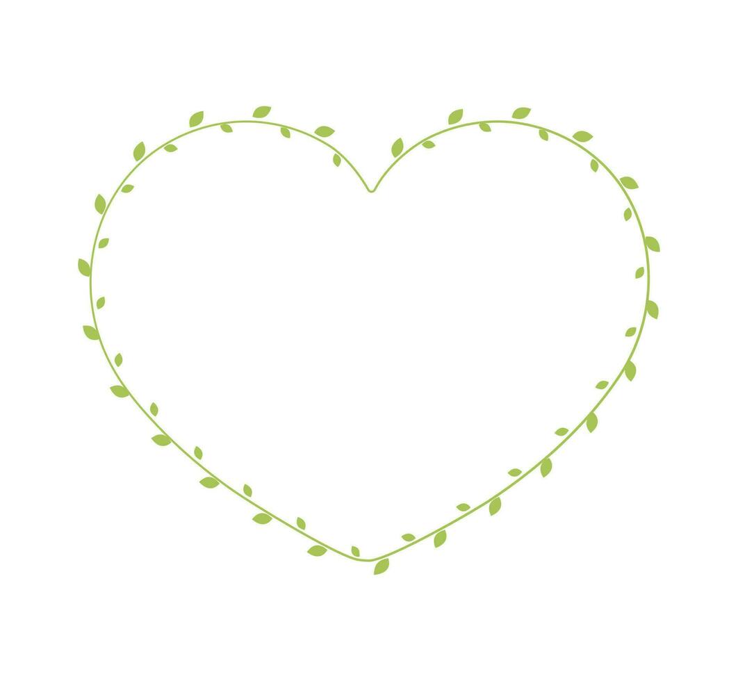 corazón forma marco hecho de Fresco verde vino hojas, san valentin día, primavera verano sencillo mínimo diseño elemento, amor concepto vector