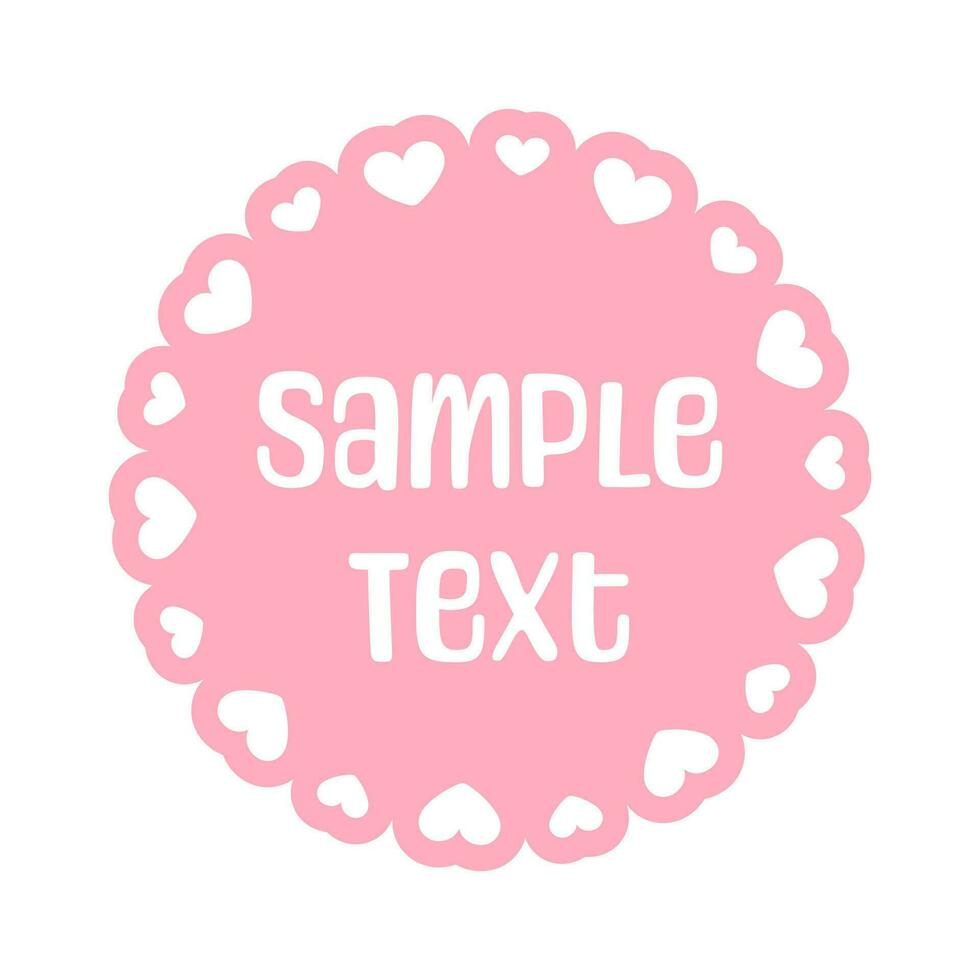 Circle scalloped frame with hearts, Pastel Cute Valentines Border vector