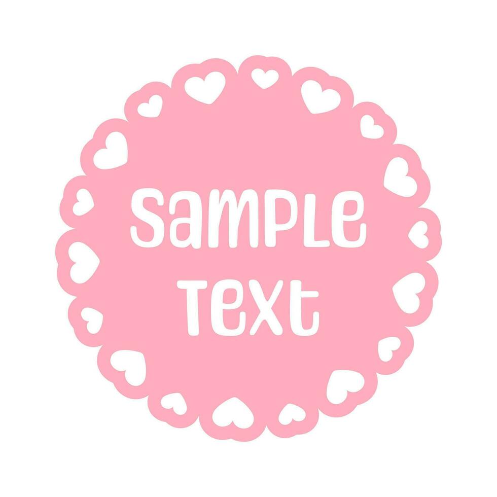 Circle scalloped frame with hearts, Pastel Cute Valentines Border vector