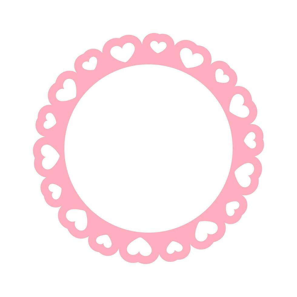 circulo guisado al gratén marco con corazones, pastel linda san valentin marco frontera vector