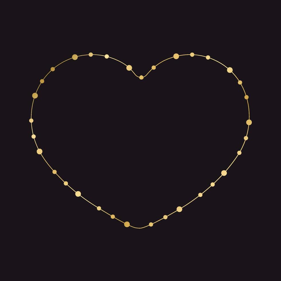 oro corazón conformado san valentin día marco modelo. resumen dorado Navidad hada luces marco borde. vector