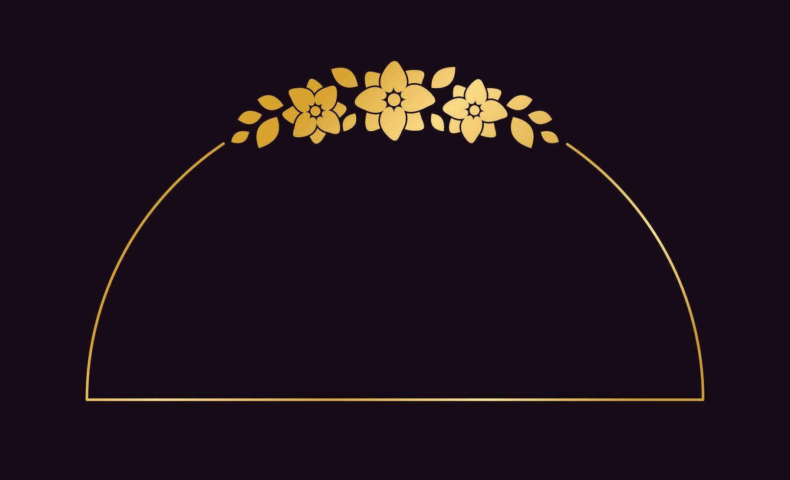 Gold geometric floral frame template. Luxury golden frame border for invite, wedding, certificate. Vector art with flowers and leaves.