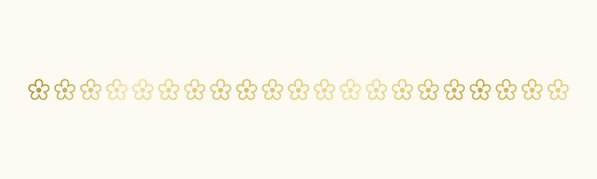 Gold floral separators border, text dividers. Line borders botanical luxury design element. vector