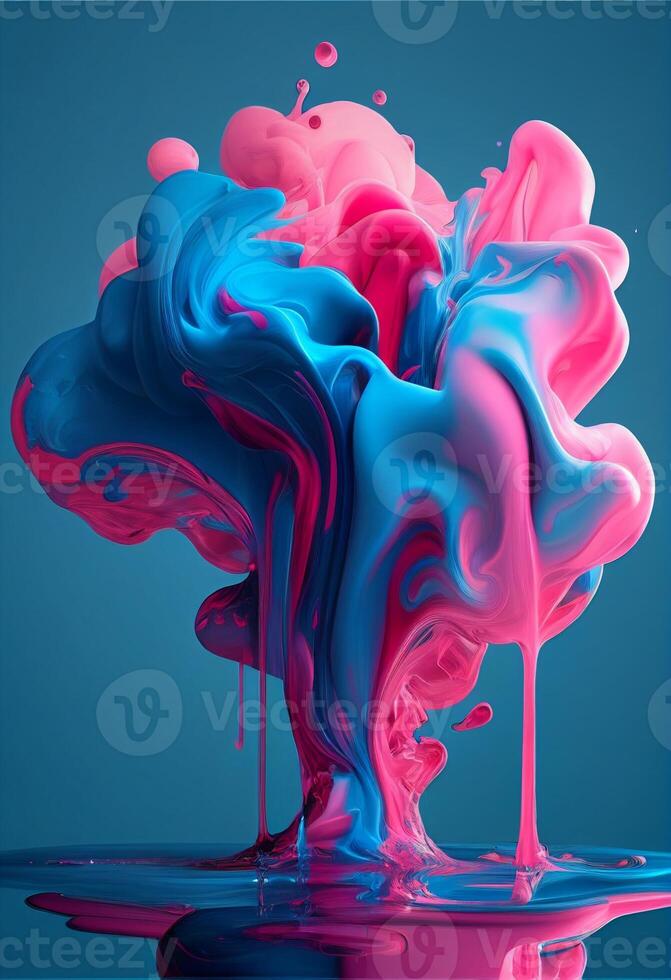 pink and blue liquid cloud on a black background. . photo