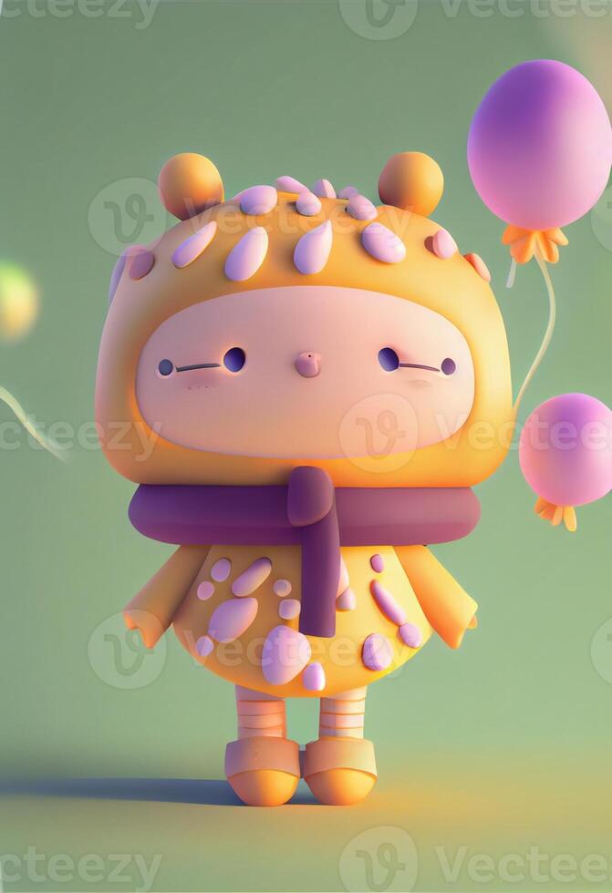 cartoon character holding a bunch of balloons. . photo