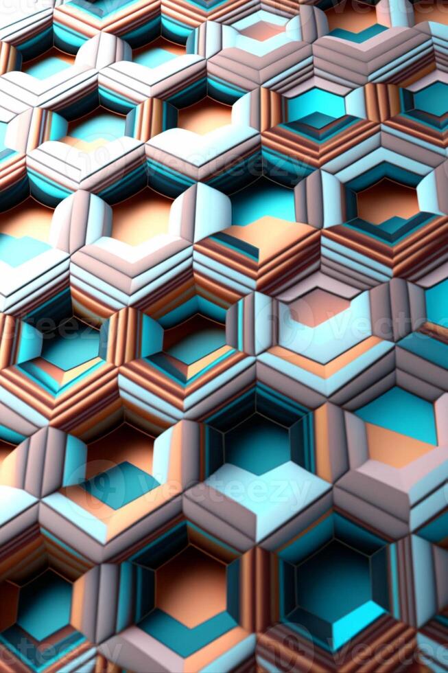 bunch of hexagons sitting on top of each other. . photo