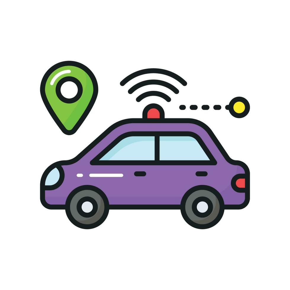 An icon of smart car, wifi connected automobile, ai automobile technology vector