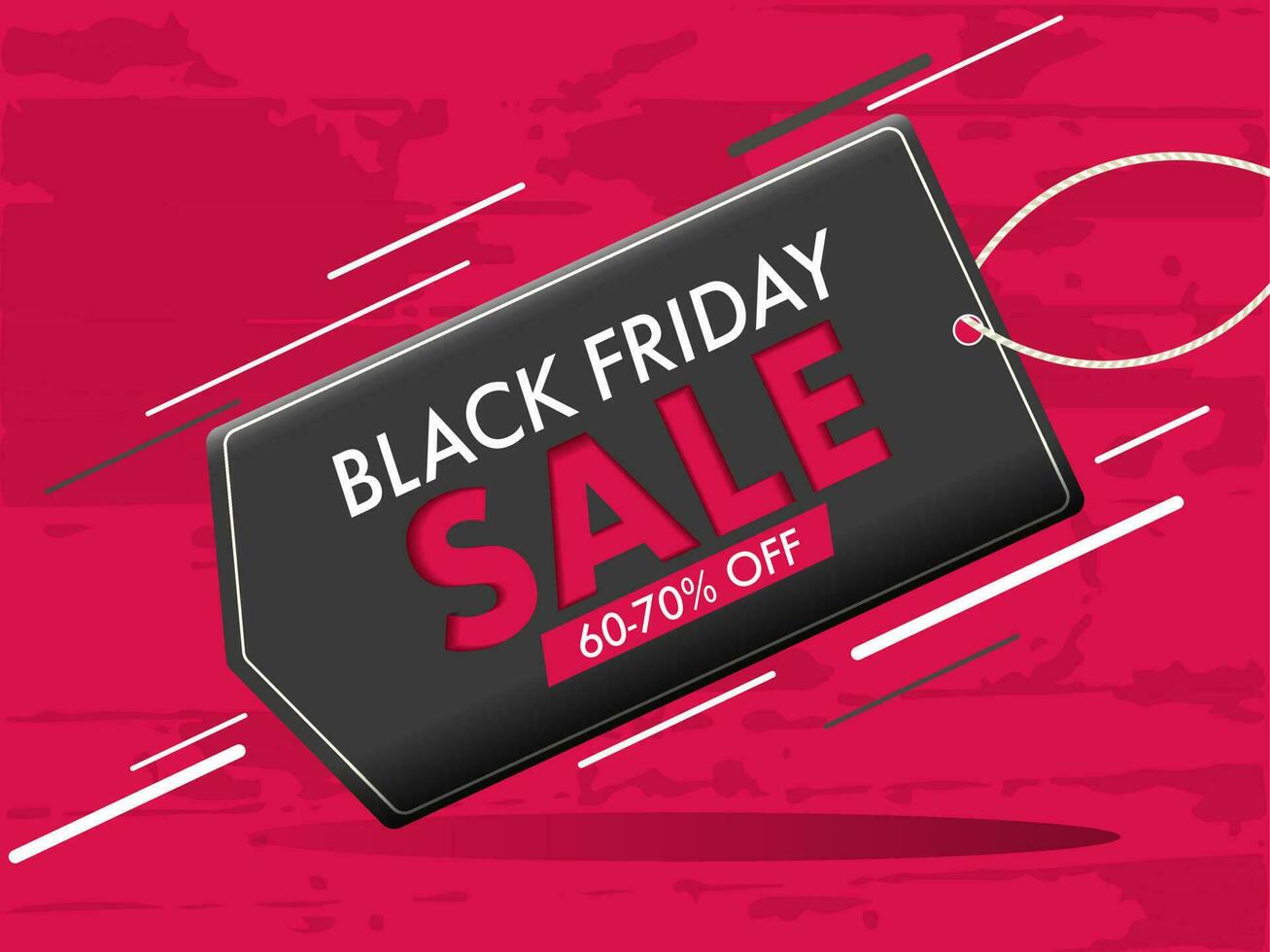 Stylish poster or banner design, Sale tag with 60-70 discount offer on red texture background for Black friday concept. vector