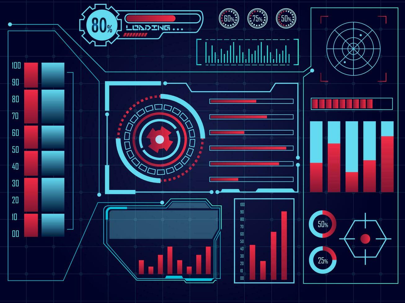 Futuristic HUD elements, UI HUD Infographic layout with statistical graphs for Business. vector