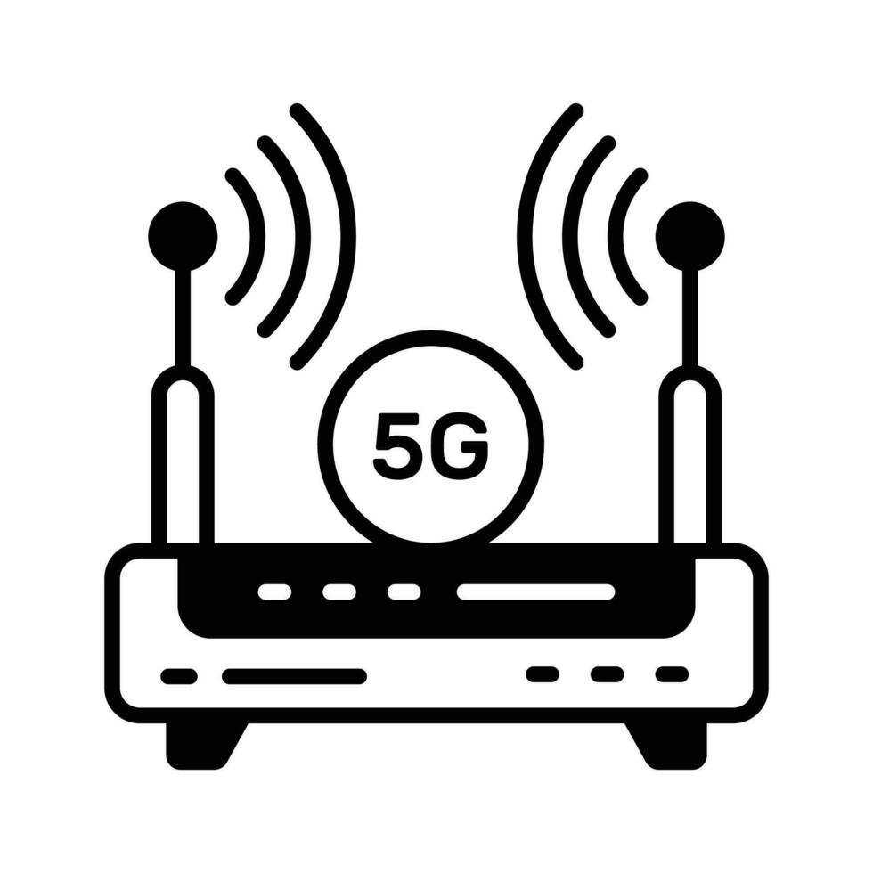 Wifi Router With 5G Internet Signals Denoting Concept Icon Of 5G wifi-router-with-5g-internet-signals-denoting-concept-icon-of-5g