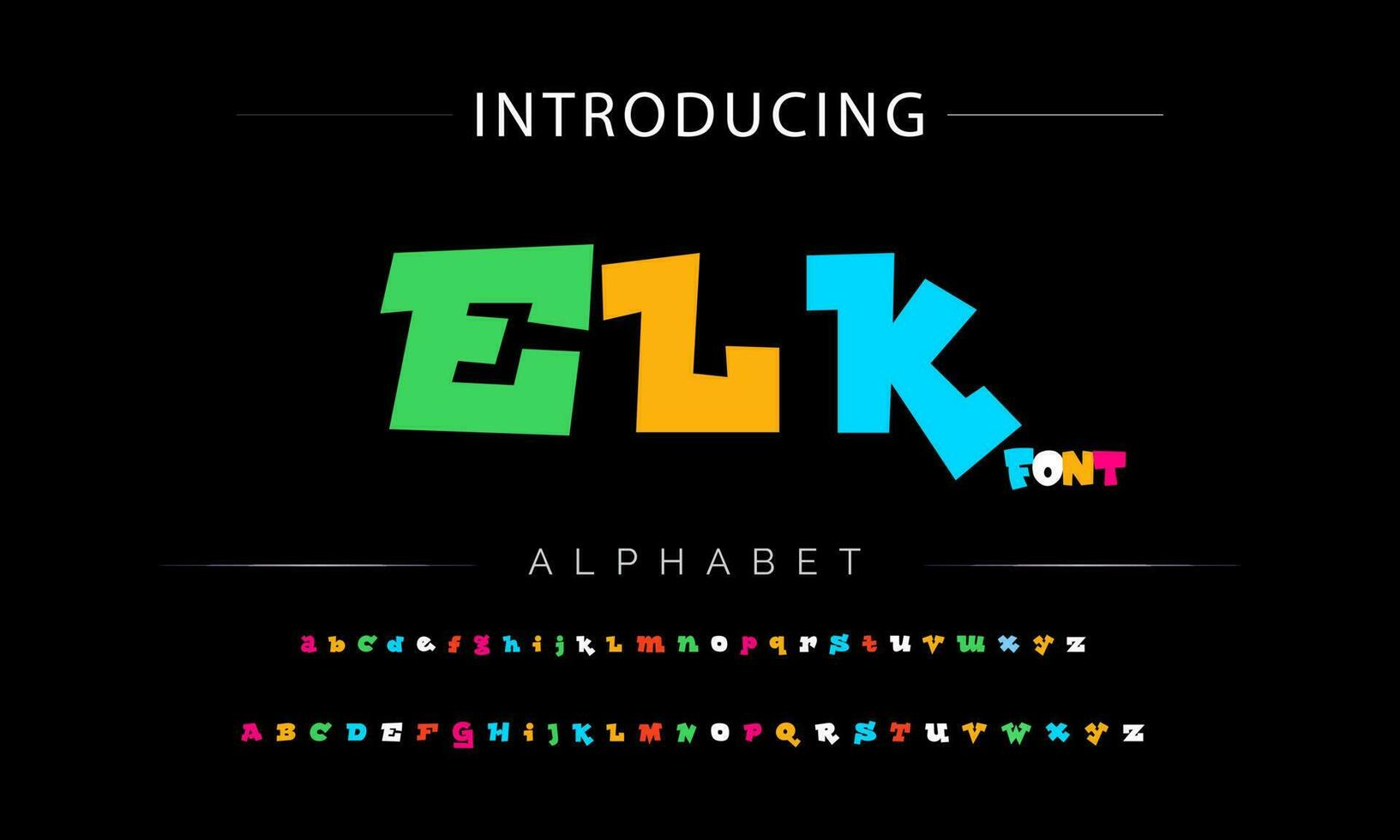 Funky colorful cartoon font type. Vector alphabet