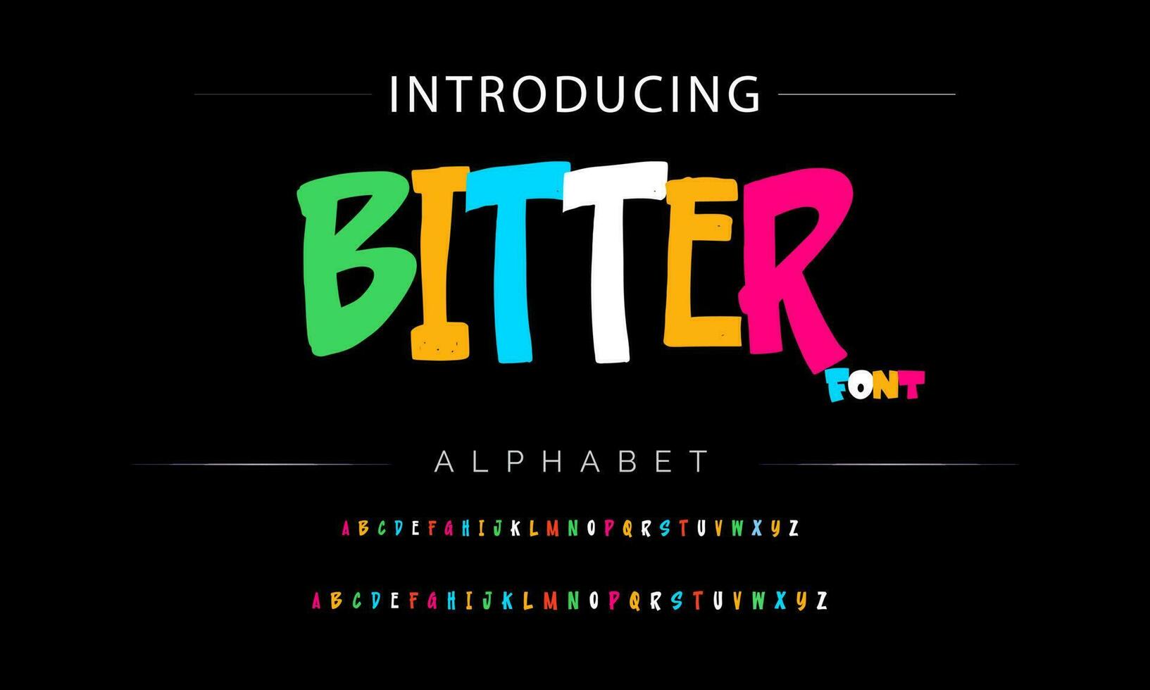 Funky colorful cartoon font type. Vector alphabet