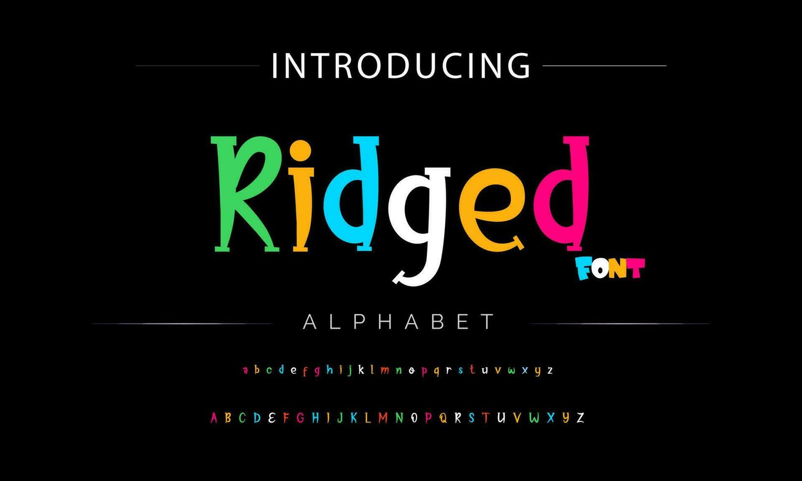 Funky colorful cartoon font type. Vector alphabet