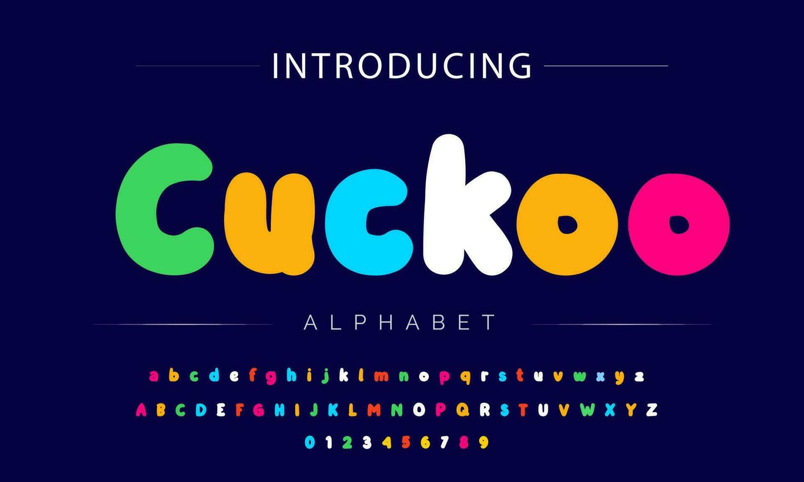 Funky colorful cartoon font type. Vector alphabet