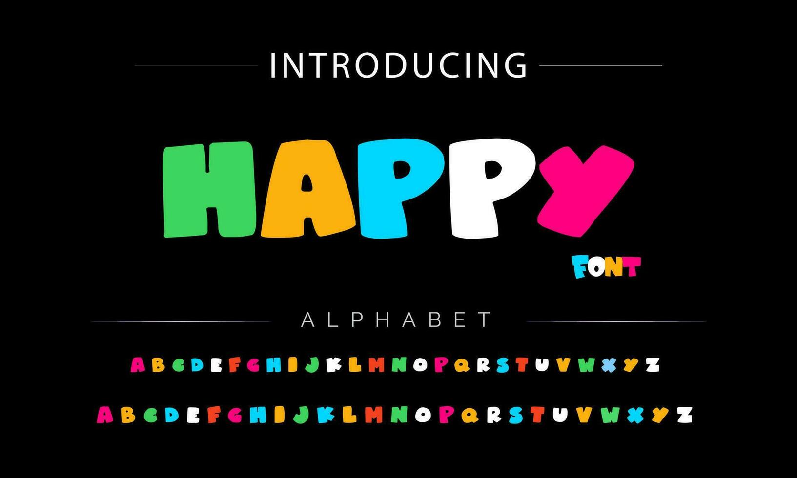 Funky colorful cartoon font type. Vector alphabet