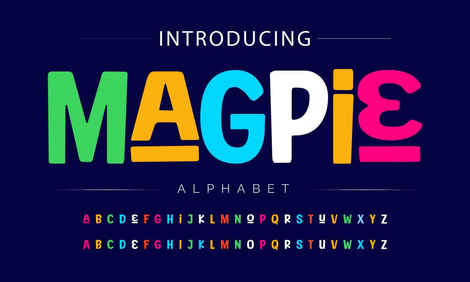 Funky colorful cartoon font type. Vector alphabet