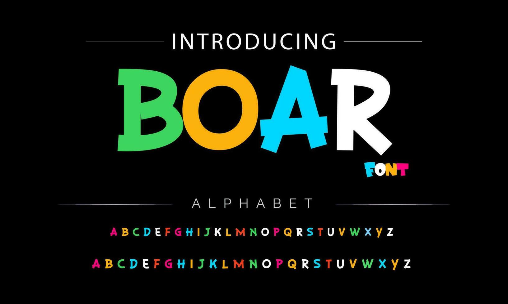 Funky colorful cartoon font type. Vector alphabet