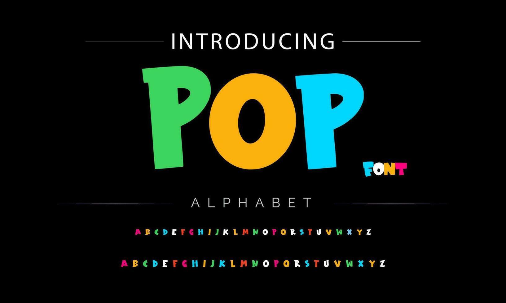 Funky colorful cartoon font type. Vector alphabet