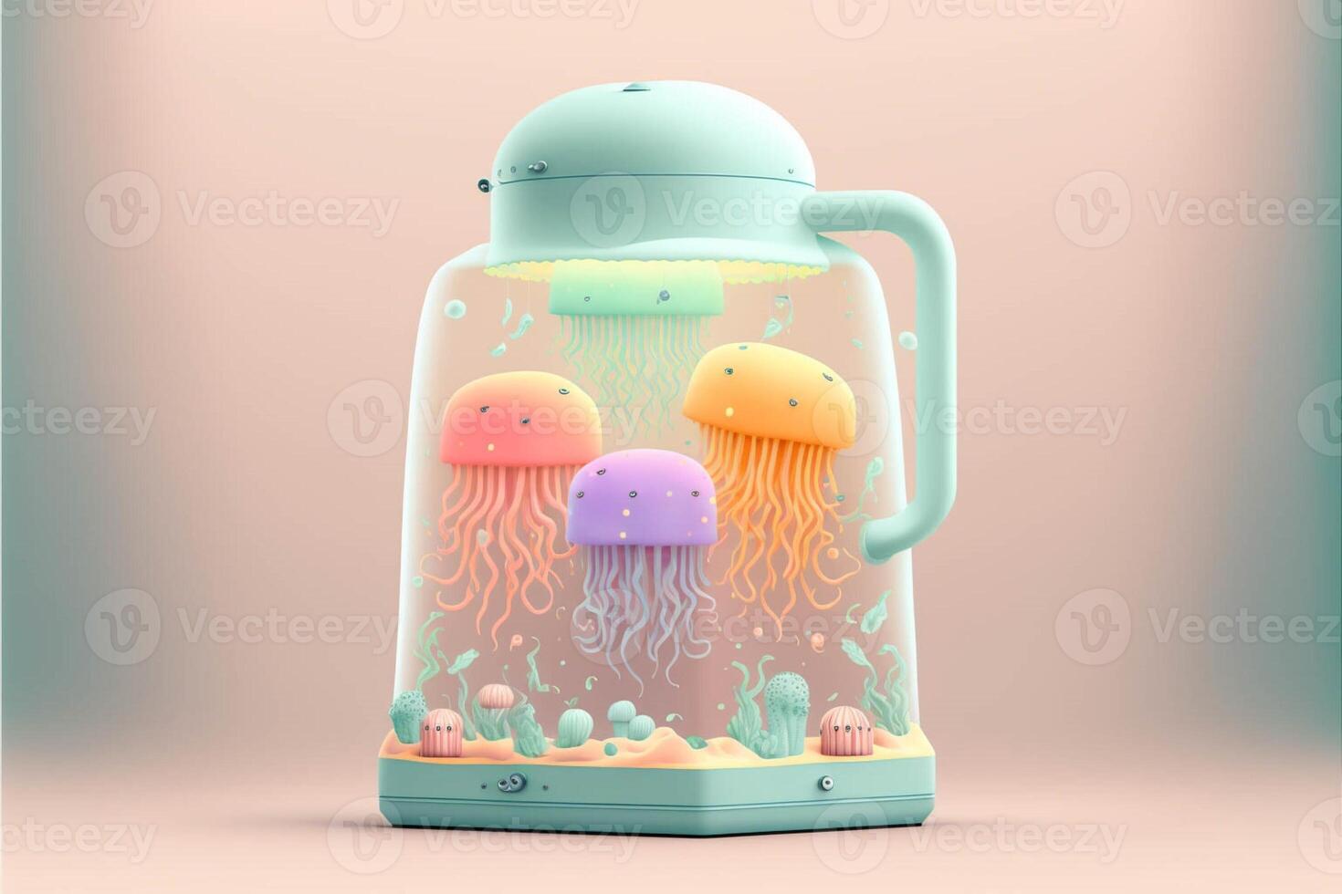 tea pot filled with jellys sitting on top of a table. . photo