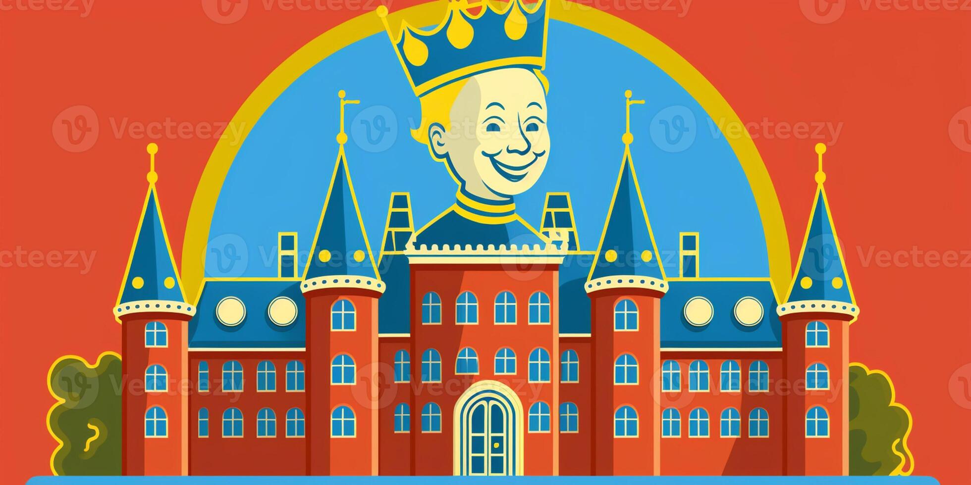 a picture taken from cartoon of castle with smiling face. . photo
