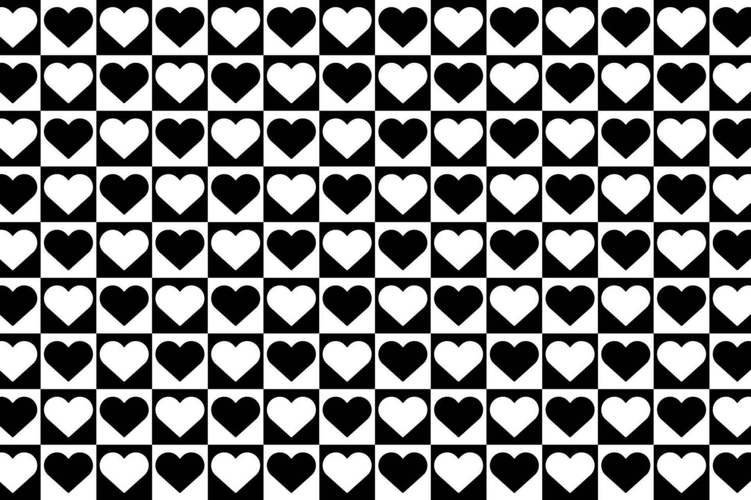 Black and white heart blocks seamless pattern. Love hearts wallpaper for valentine's day. vector