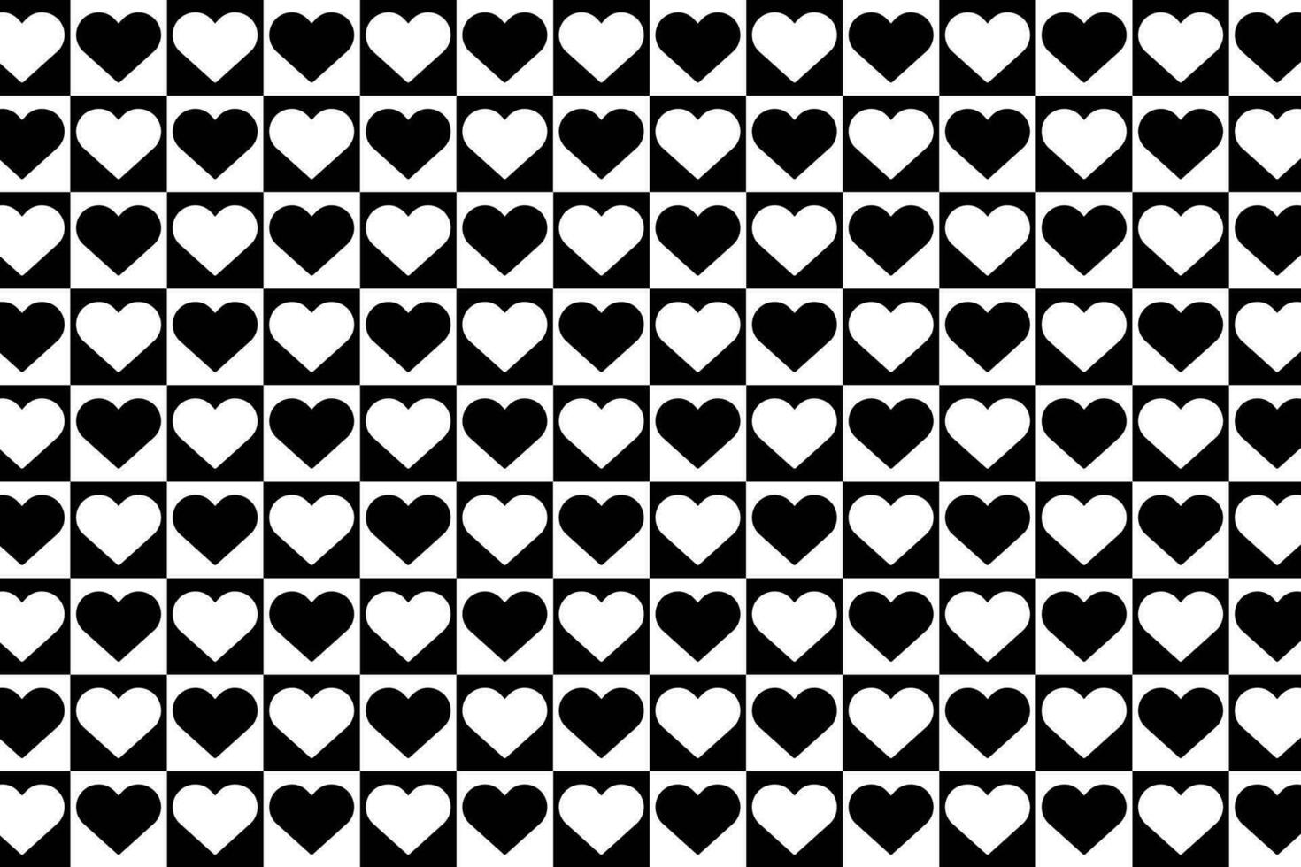 Black and white heart blocks seamless pattern. Love hearts wallpaper for valentine's day. vector