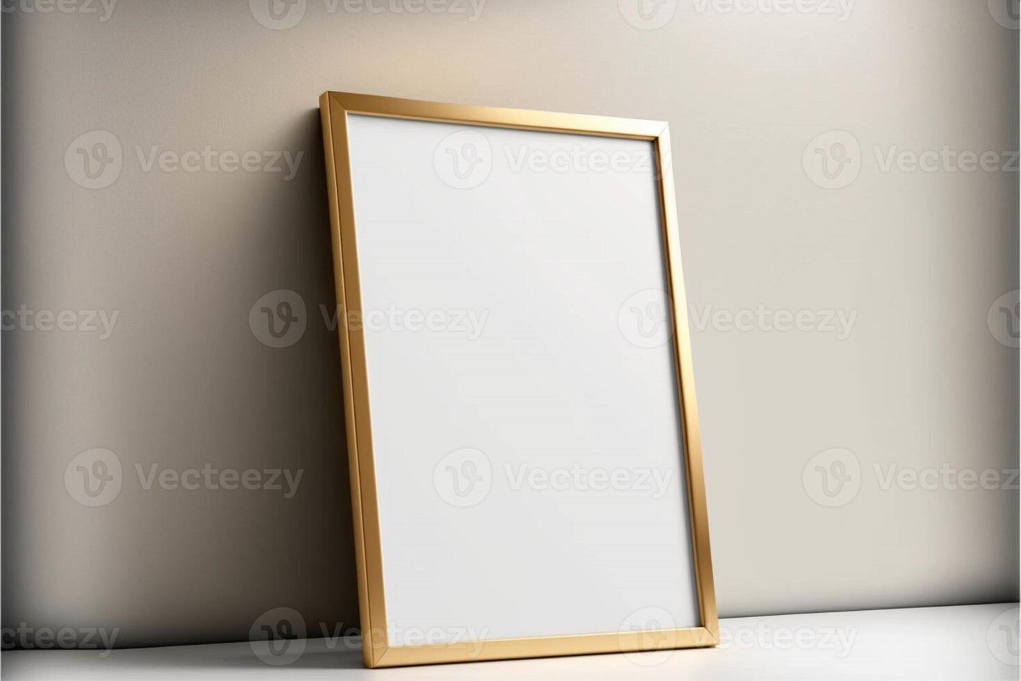 blank picture frame leaning against a wall. . photo