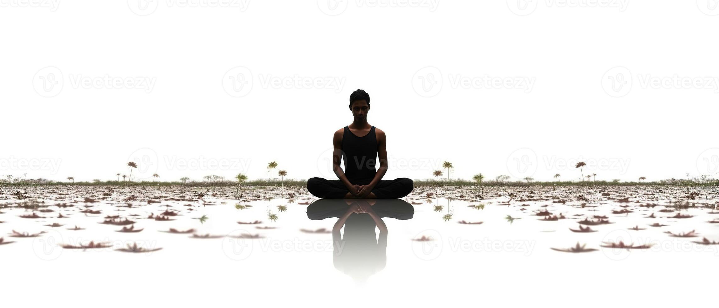 International day of yoga in Lotus pose. Ideal design for poster, banner. 21 june. . photo