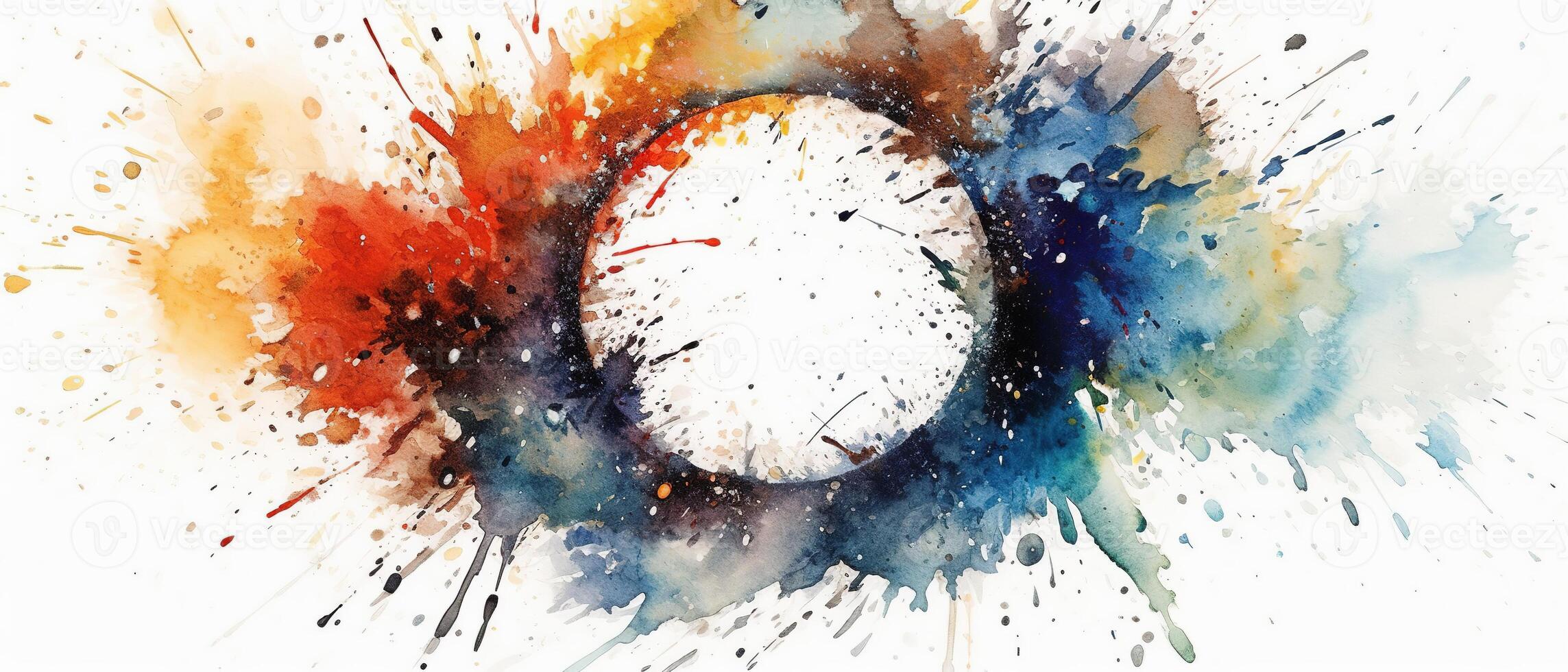 Multicolored splash watercolor template for designs on a white background. . photo