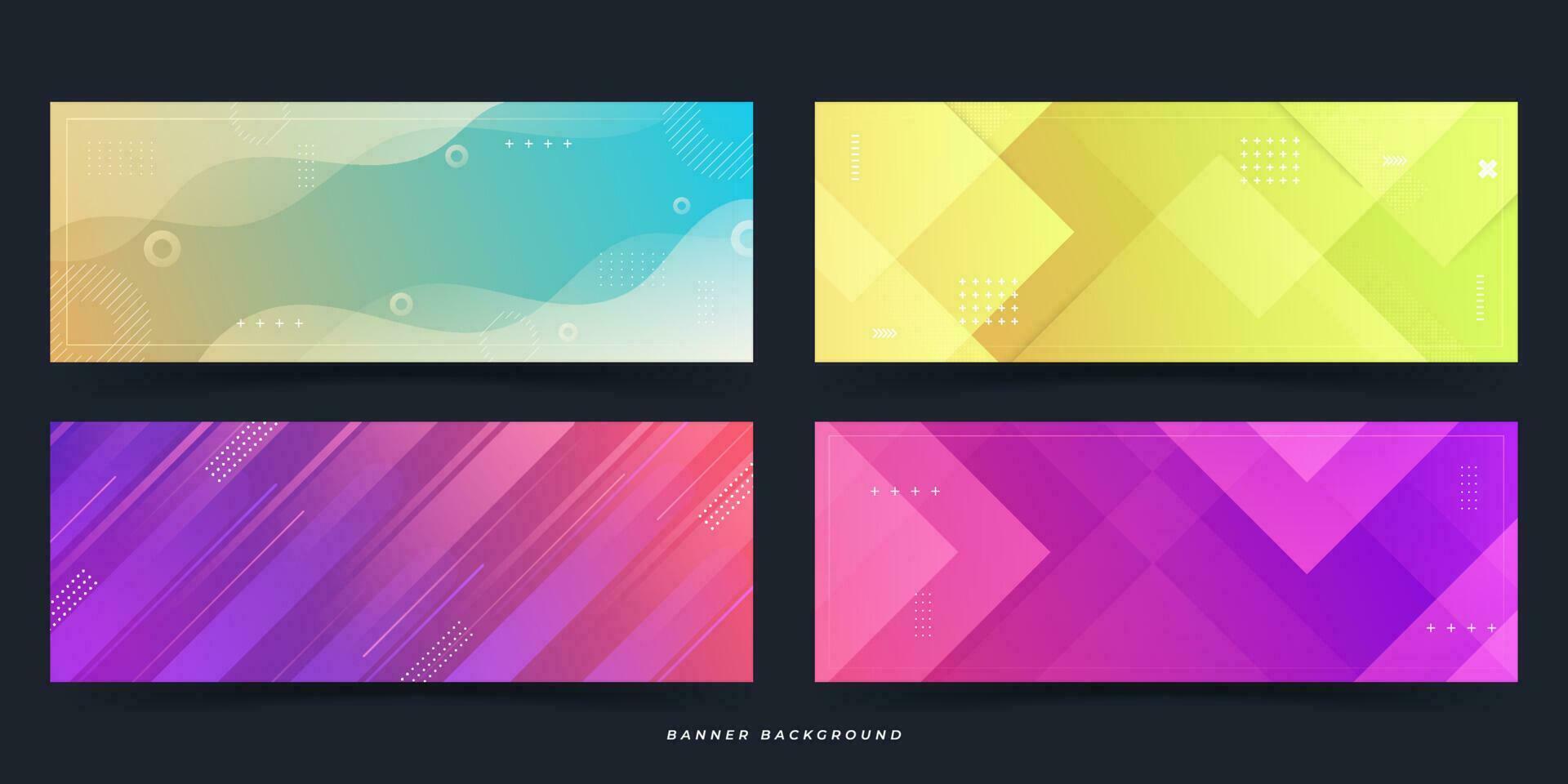 banner background. colorful, gradation, varied, abstract, memphis style, 4 sets of collections vector