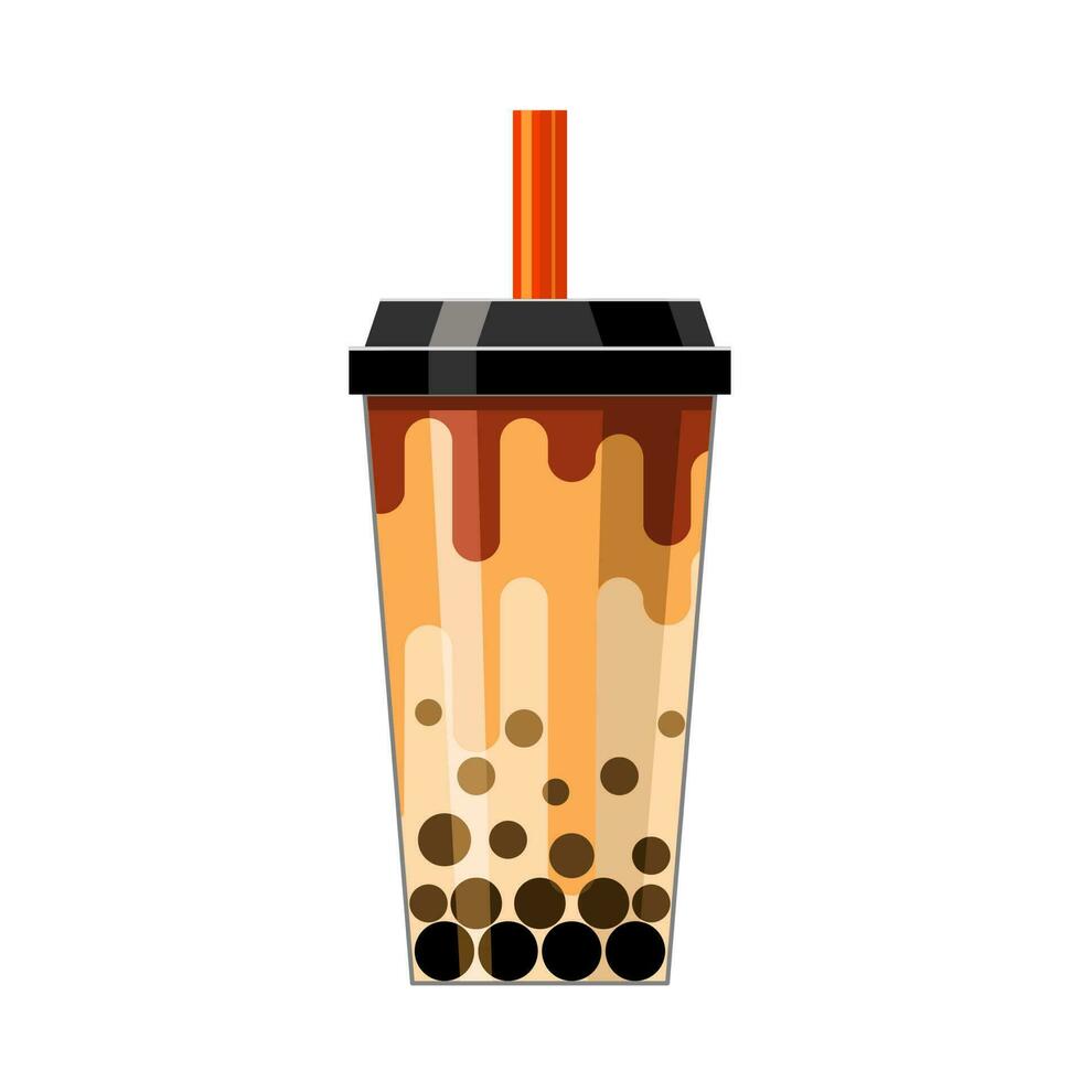 Vector illustration, bubble milk tea or boba, flat style illustration, isolated on white background.