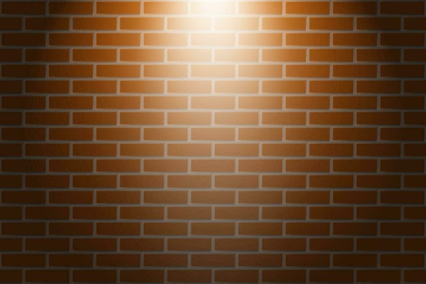 Orange brick wall texture background with light of spotlight vector