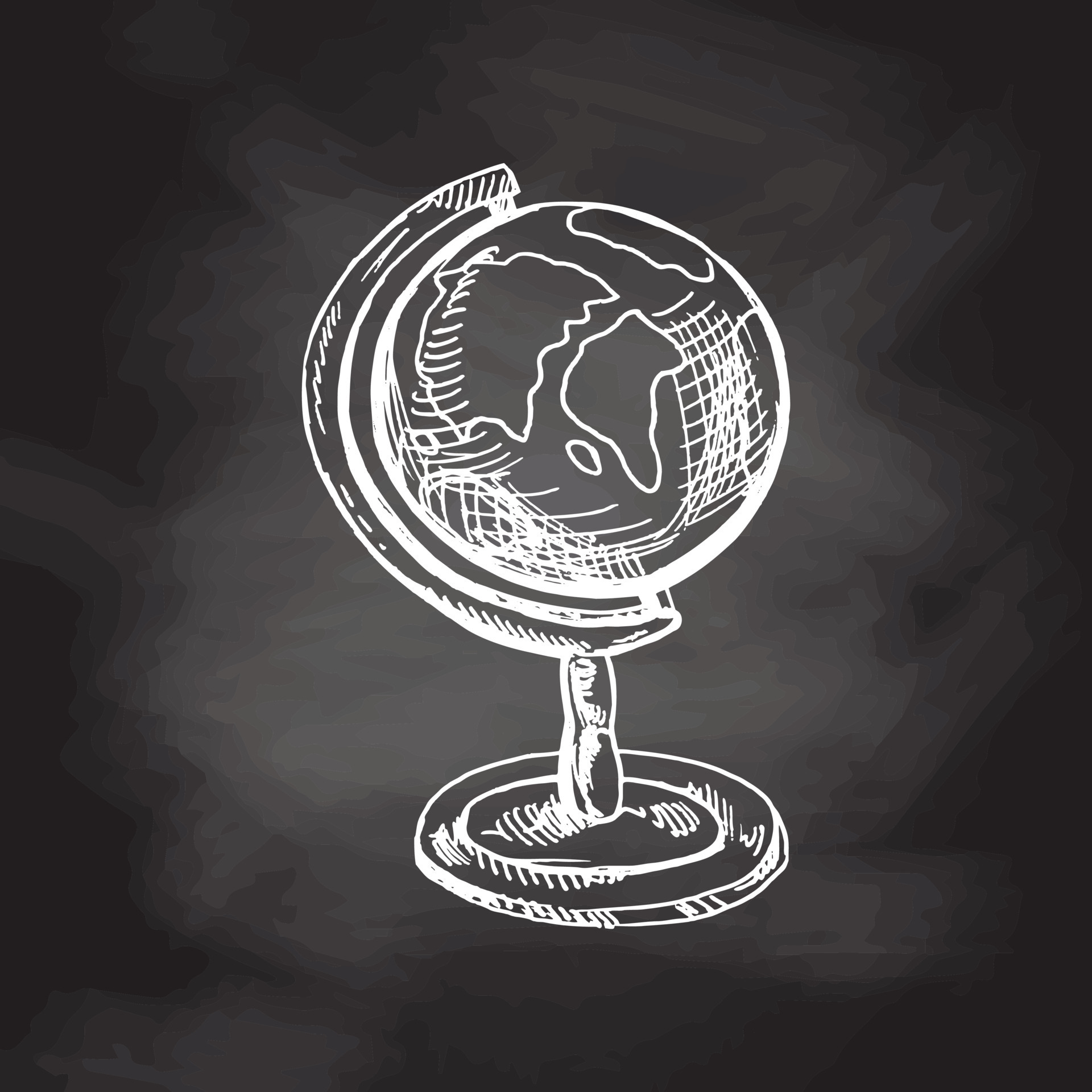Hand drawn sketch of vintage globe. Vintage vector illustration