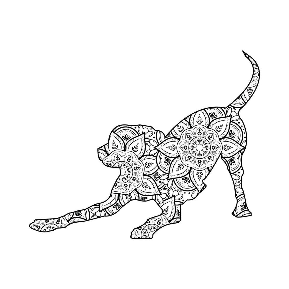 cute dog mandala coloring vector illustration design.