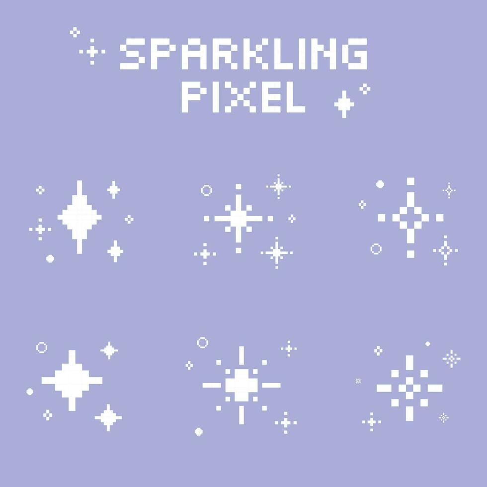 Sparkling pixel set vector, Glitter Stars, Pixelated Art vector