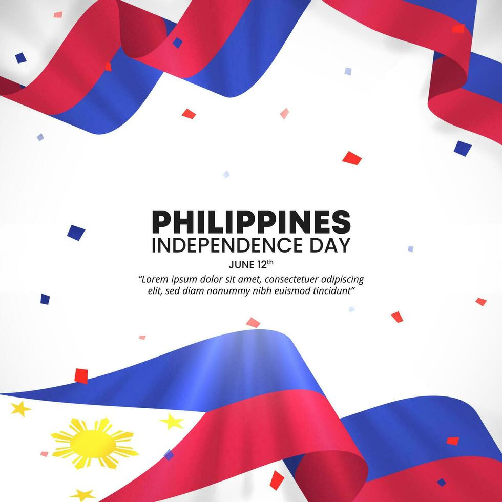Square Philippine independence day background with waving flag vector