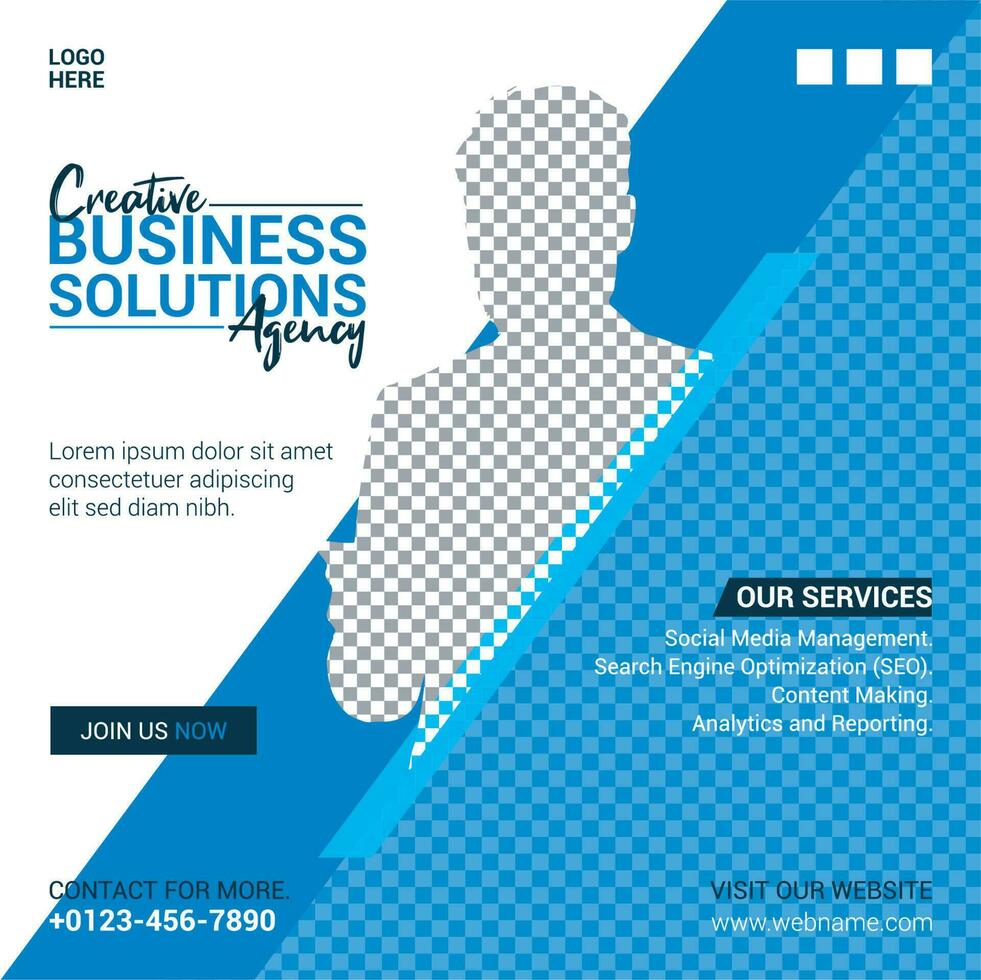 Creative Business Solution Agency Social Media Post Design. vector